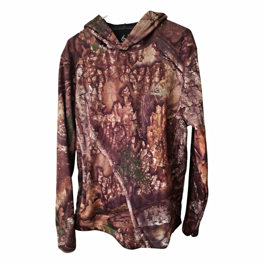 Realtree Camo Pullover Hoodie Unisex M Long Sleeve Polyester Brown/Green